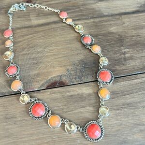 Elegant Coral and Amber 18” Necklace